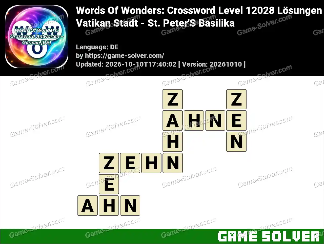 Words Of Wonders: Crossword Level 12028 Lösungen – Vatikan Stadt – St. Peter’S Basilika